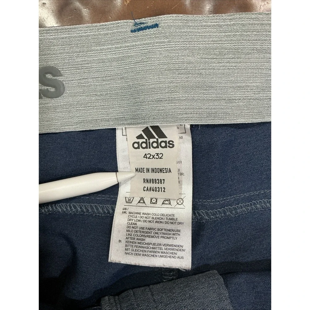 Adidas Men Golf Pants 42x32 Solid Blue Straight Leg Athletic Performance